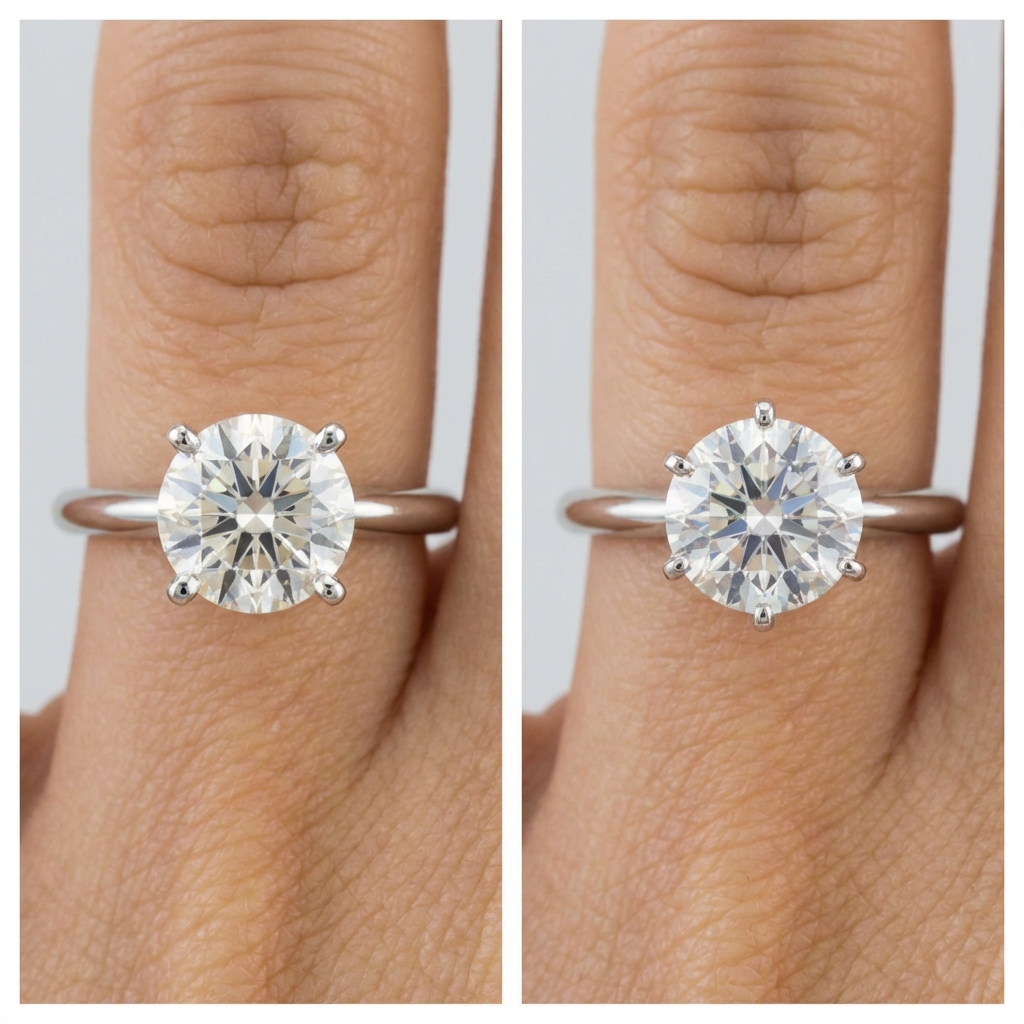 4 Prong and 6 Prong engagement ring by LILY DIA JEWELLERY