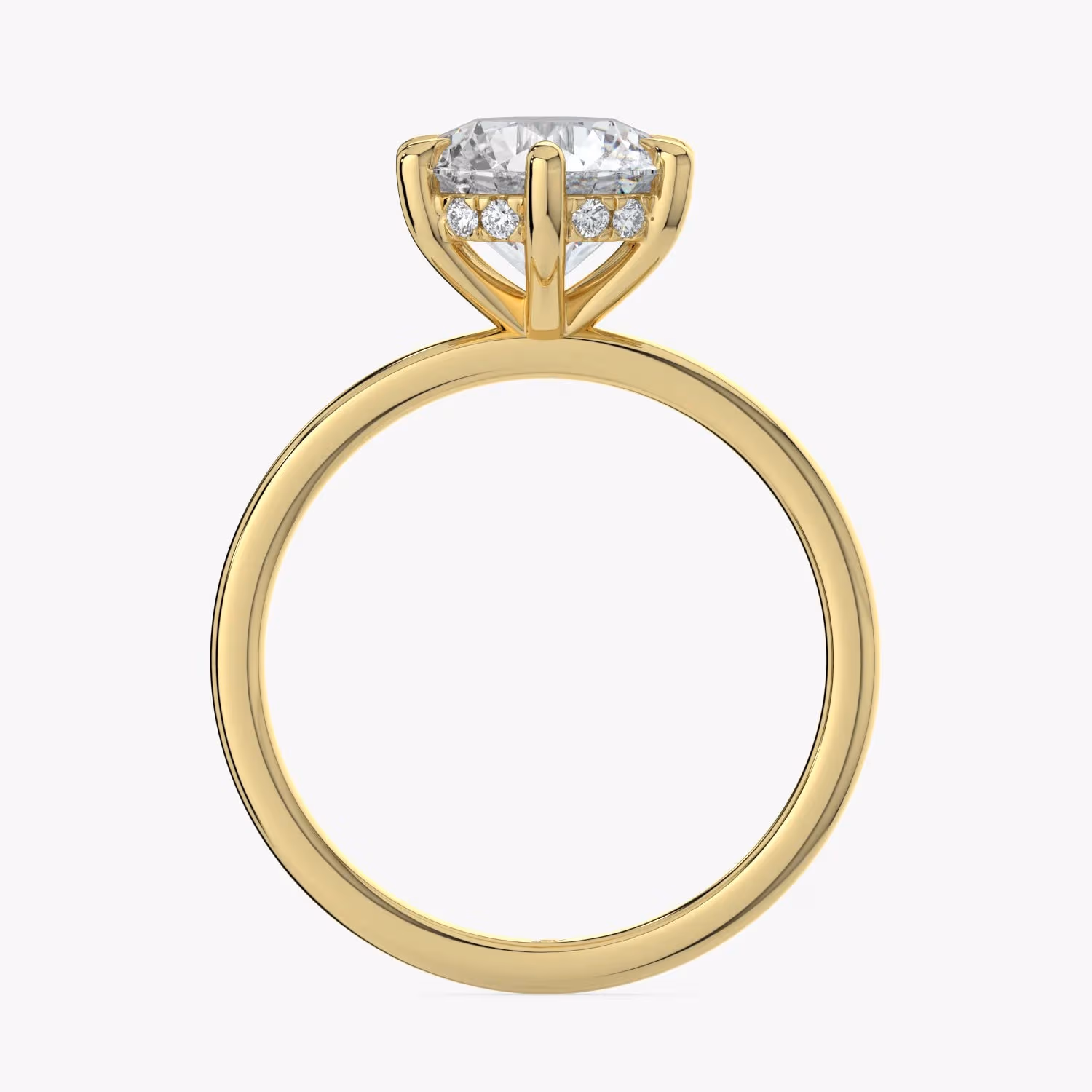 Monet engagement ring with a round hidden halo embedded into the basket.