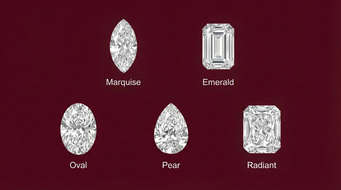 Marquise, Emerald, Oval, Pear, Radiant shapes