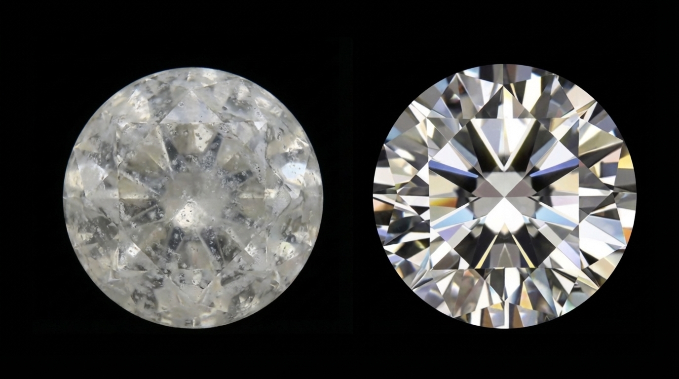 Soap scum on diamond vs clean diamond 