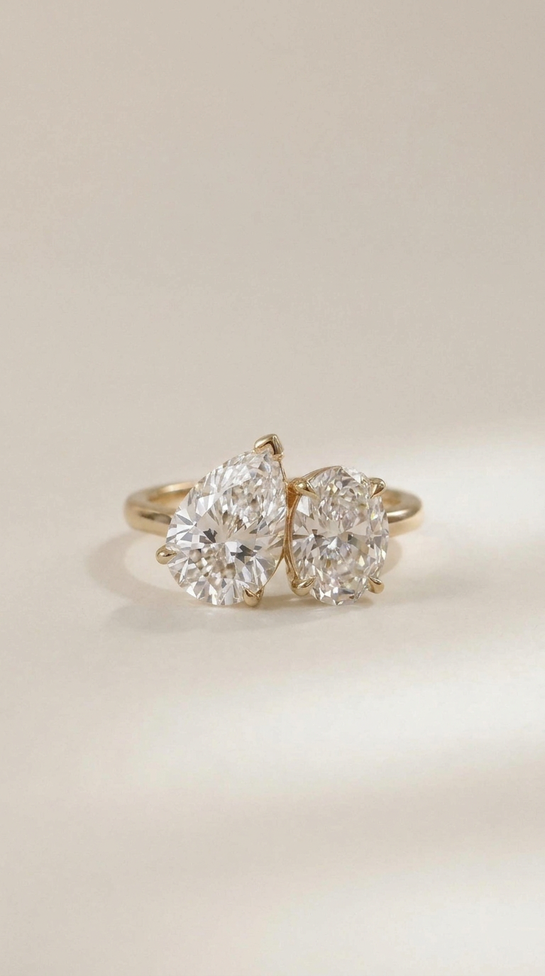 Toi Et Moi Pear and Oval Engagement Ring LILY DIA JEWELLERY